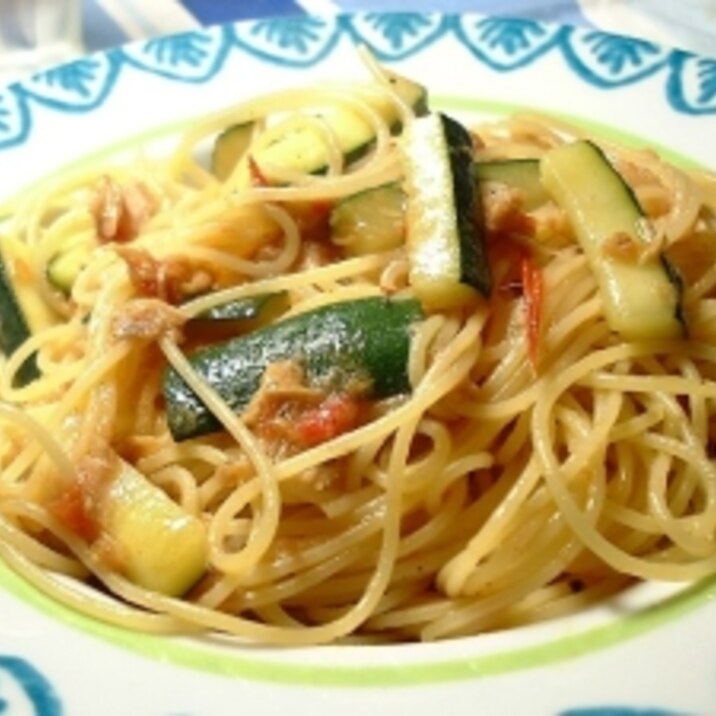 ツナとズッキーニの生トマトスパゲッティ